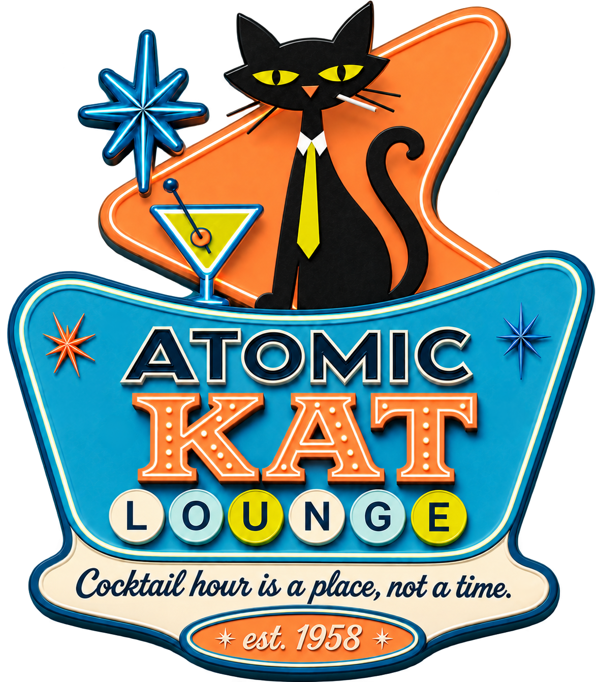 Atomic Kat Lounge cocktail cat sign